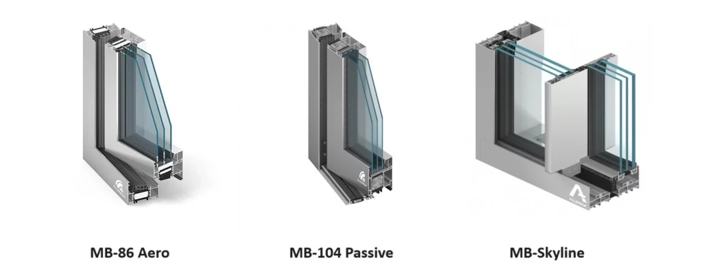 Okna aluminiowe Łódź - systemy MB-86 Aero MB-104 Passive MB-Skyline