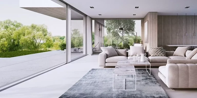 Okna aluminiowe Warszawa Stolarka aluminiowa Produkcja i montaż okien, drzwi, witryn w centralnej Polsce Widok z salonu