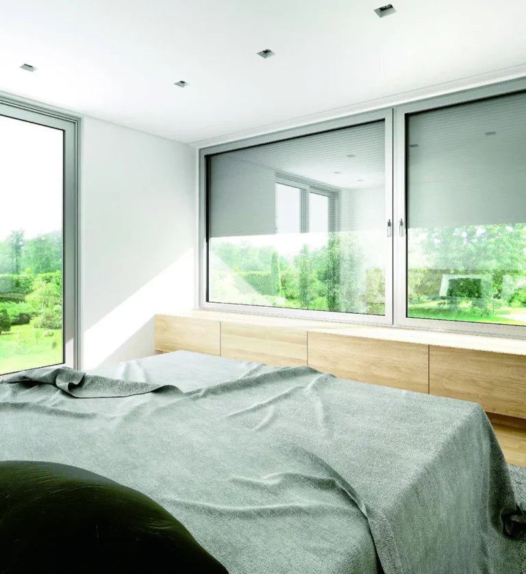 Okna aluminiowe kolory do wyboru z palety RAL Zdjęcie poglądowe wnętrza sypialni