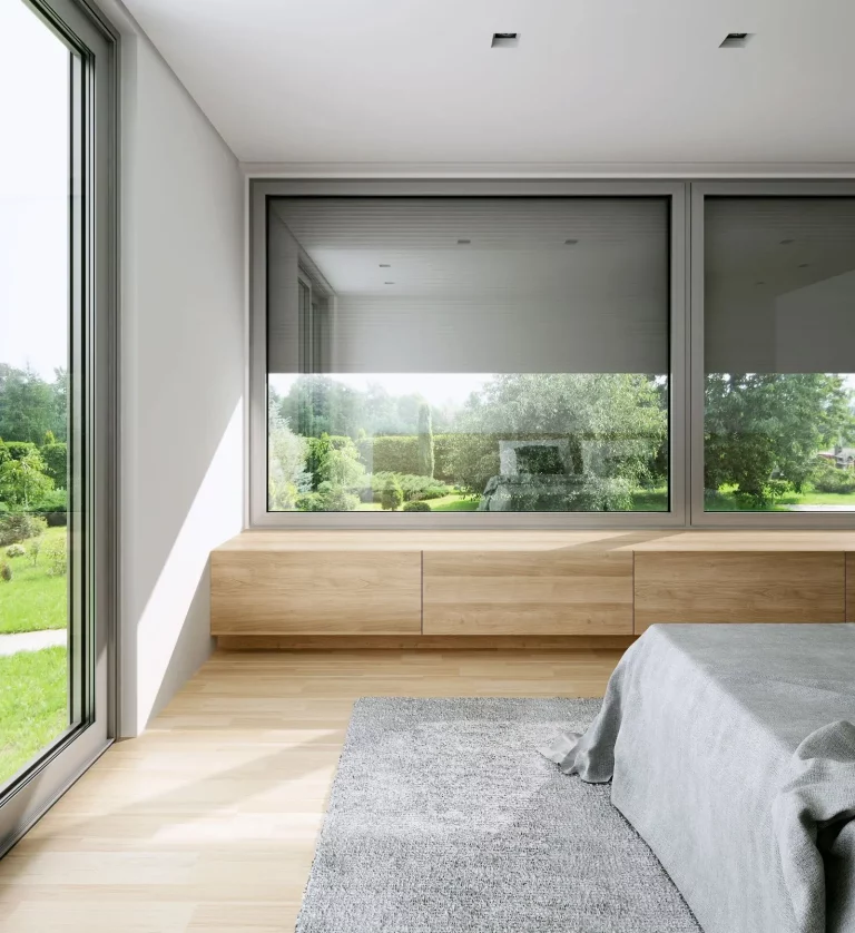 Okna aluminiowe do domu Produkcja i montaż MS Aluminium Zdjęcie poglądowe sypialni Zdj.1